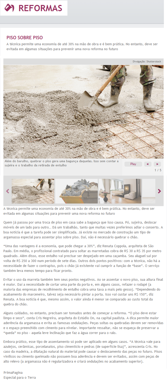 Portal Terra piso sobre piso